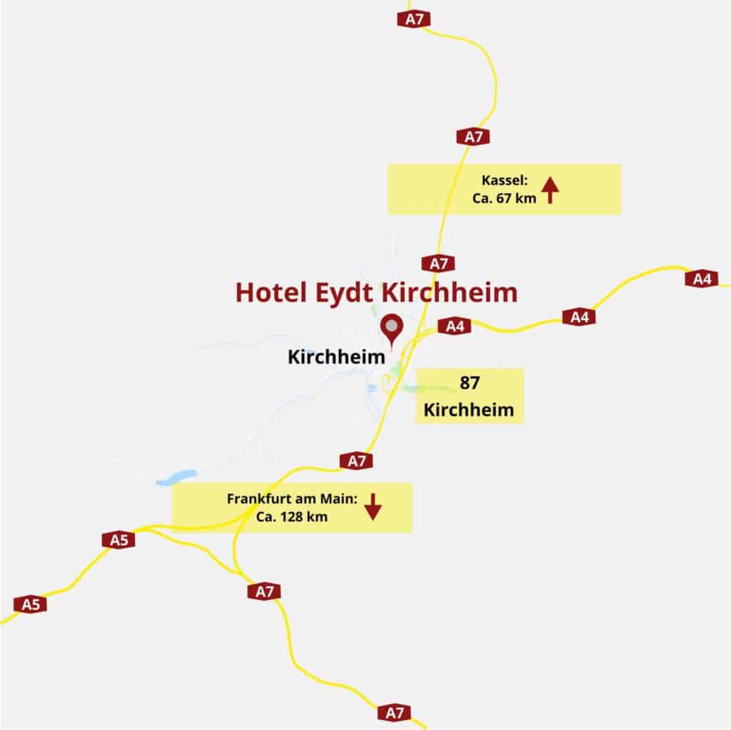 Anfahrt zum Hotel an der A7